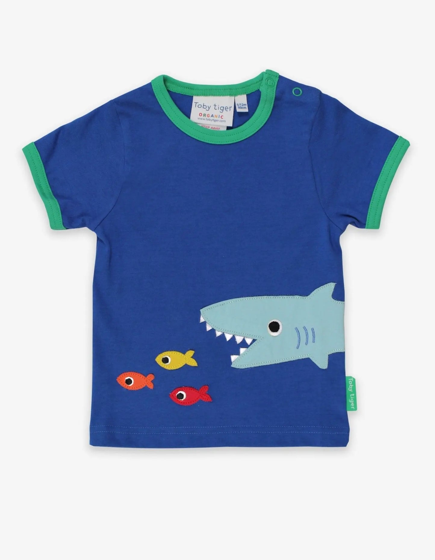 Organic Shark Applique Short-Sleeved T-Shirt Toby Tiger