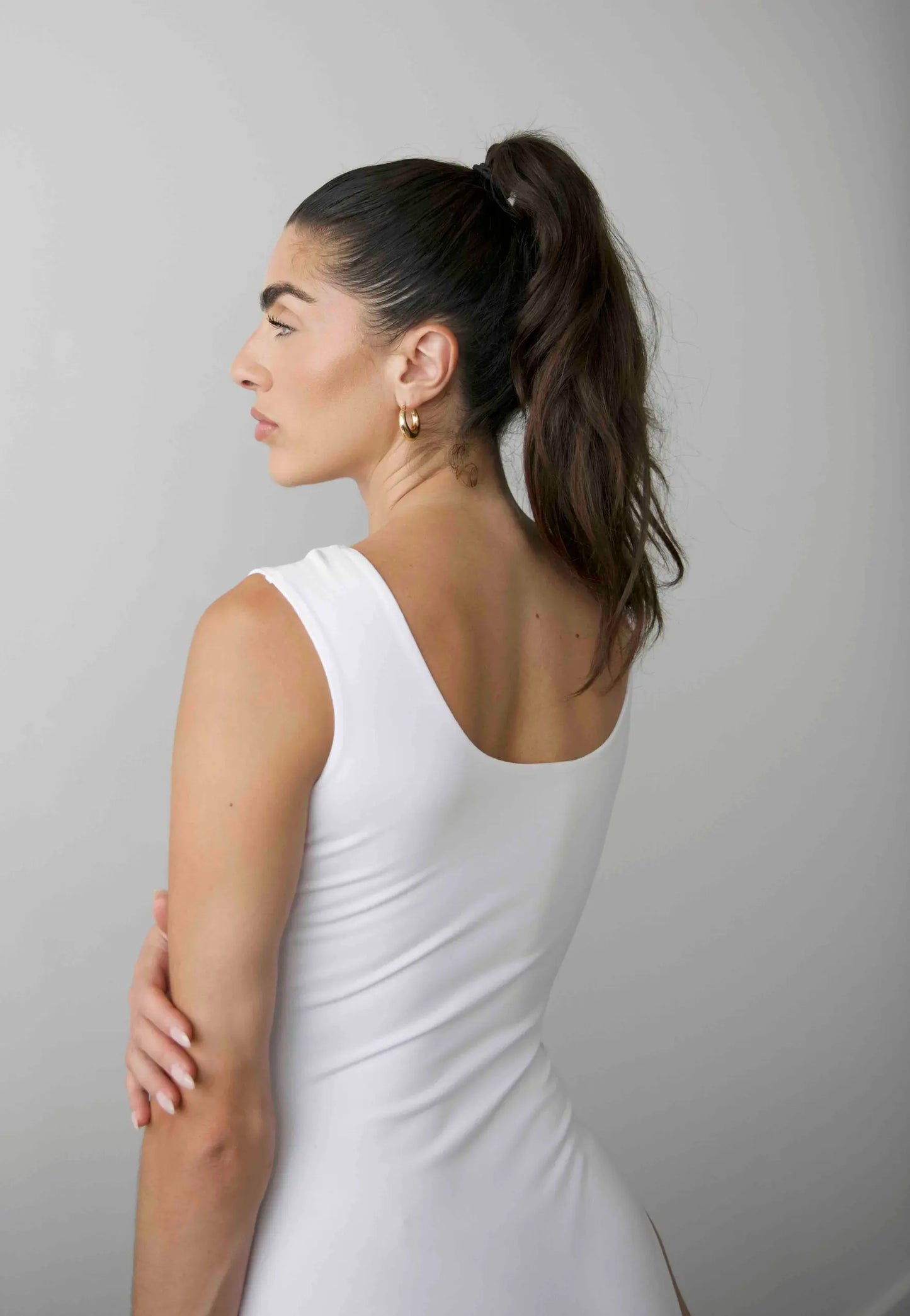 Organic Stretch Square-Neck Sleeveless Bodysuit, White Pantee