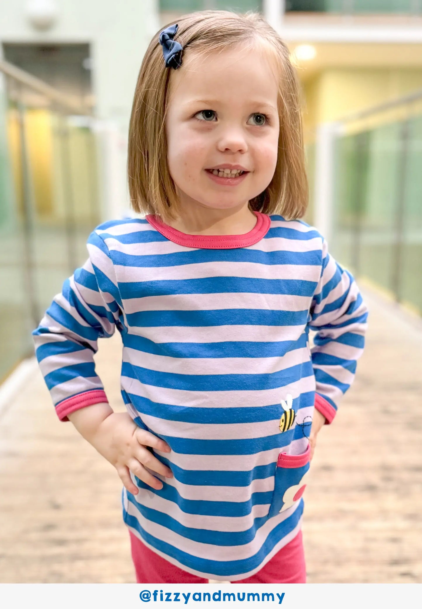 Organic Striped Daisy Applique Long-Sleeved T-Shirt Toby Tiger