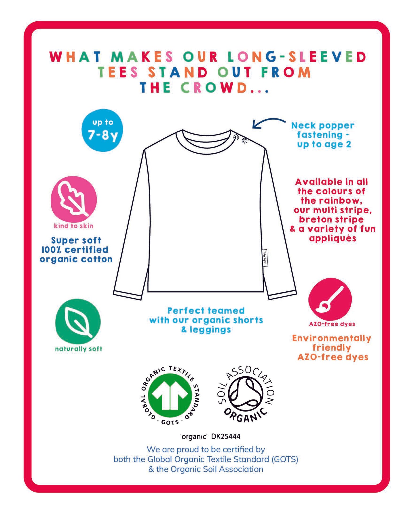 Organic Striped Daisy Applique Long-Sleeved T-Shirt Toby Tiger