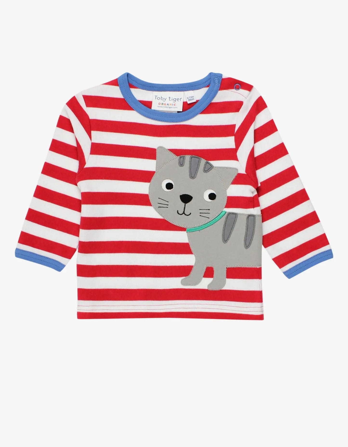 Organic Tabby Cat Applique Long-Sleeved T-Shirt Toby Tiger