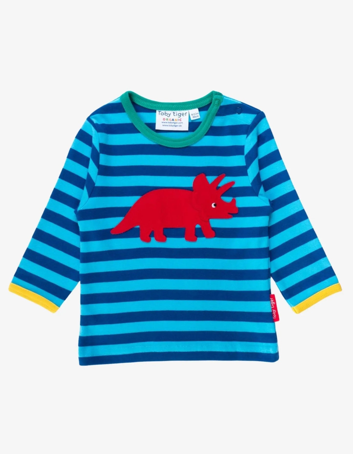 Organic Triceratops Applique Long-Sleeved T-Shirt Toby Tiger