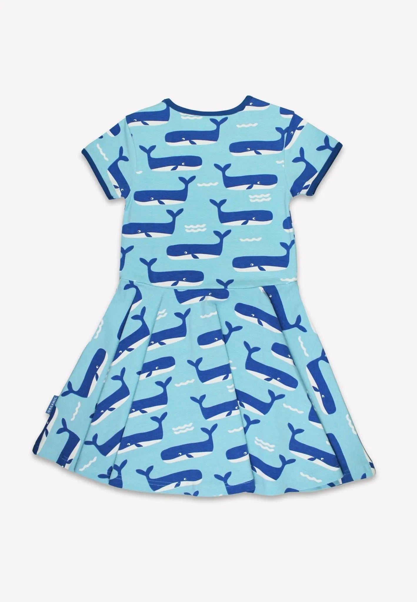 Organic Whale Waves Print Short Sleeved Skater Dress Toby Tiger
