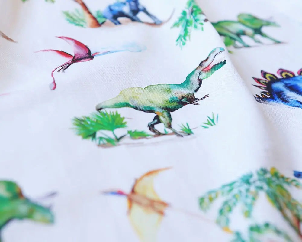 Painted Dinosaurs Children's Cotton Curtain Fabric Katie Hipwell Design