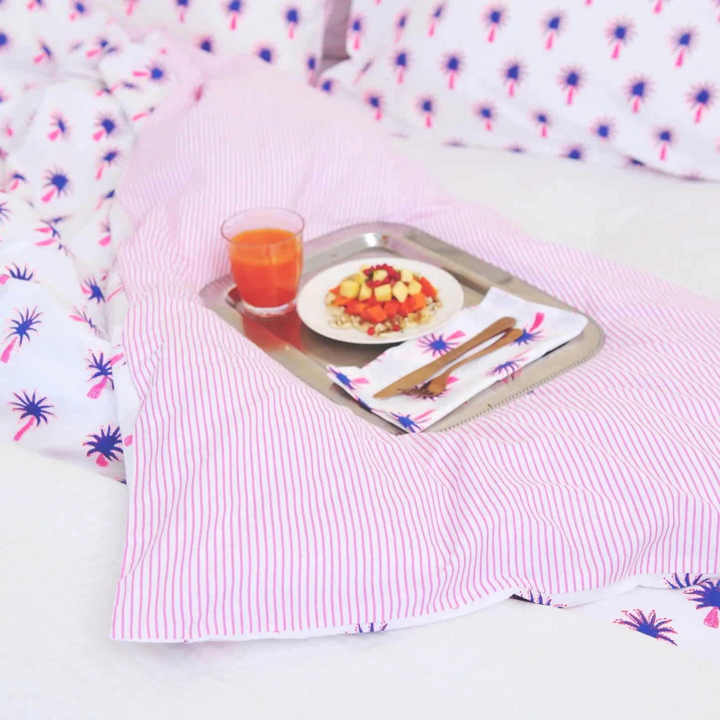 Pink Palm Tree Duvet Set Lulu and Nat