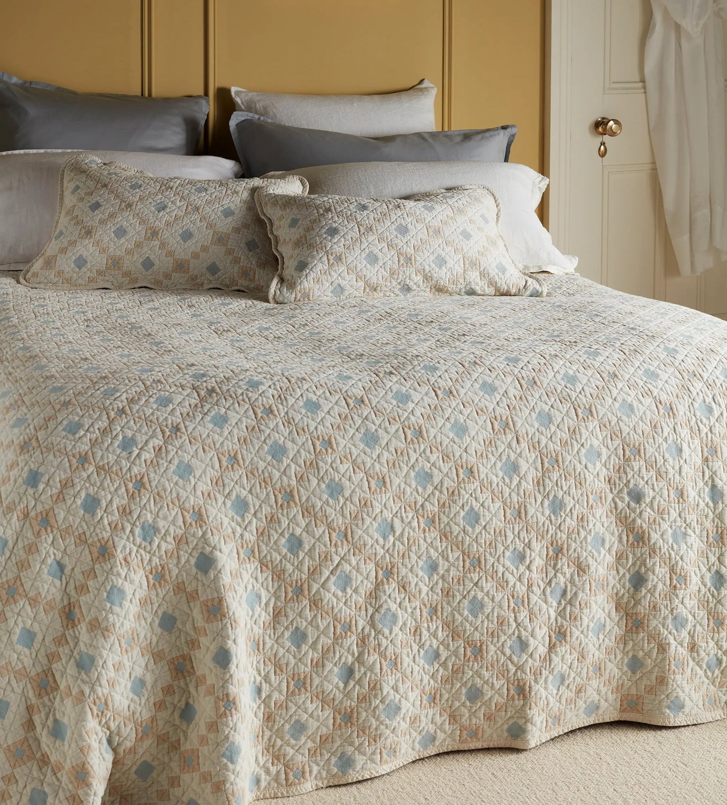 Pippa Patchwork 100% Cotton Quilted Throw The Secret Linen Store