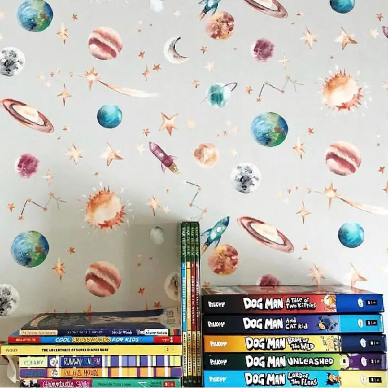 Planets Galaxy & Outer Space Children's Wallpaper Katie Hipwell Design
