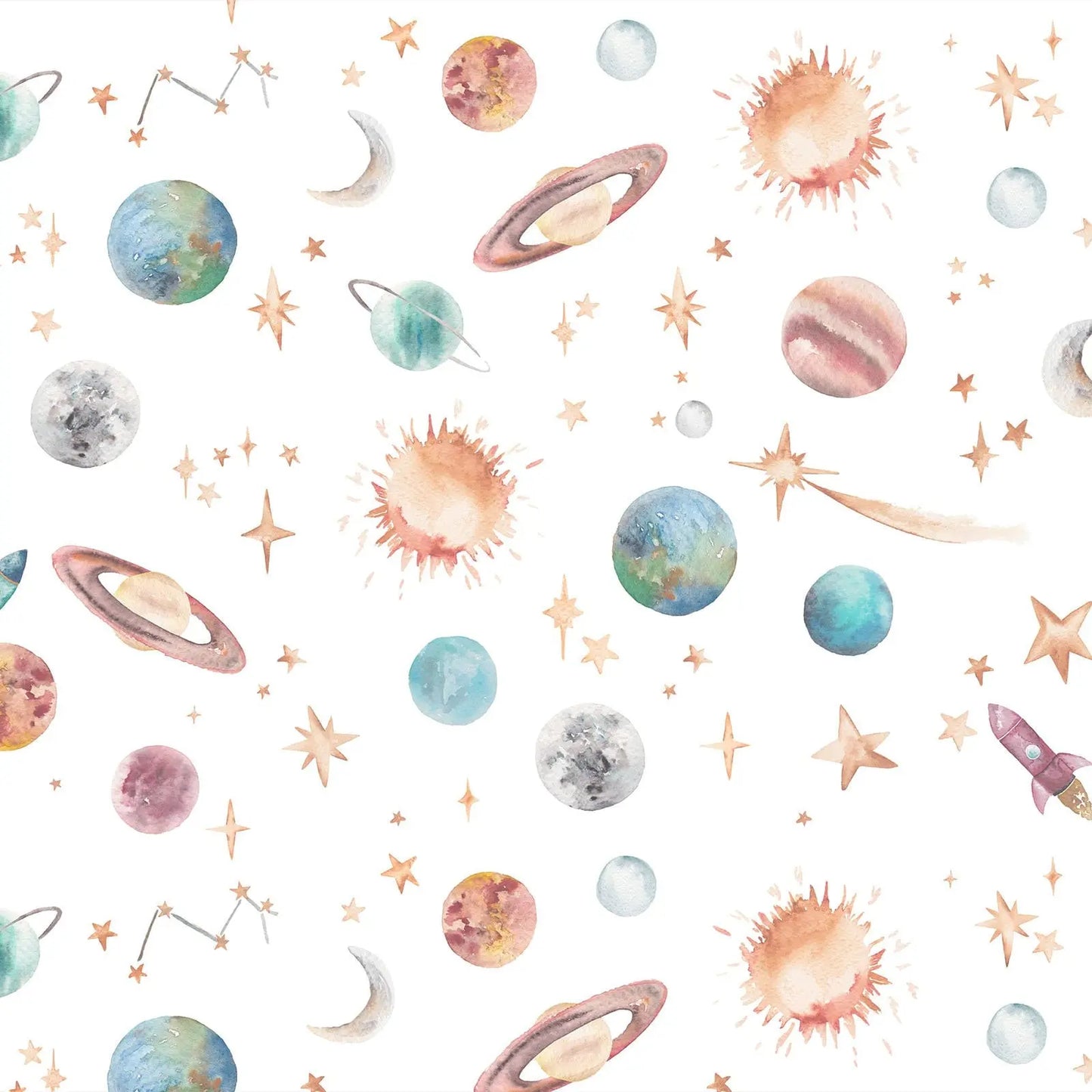 Planets Galaxy & Outer Space Children's Wallpaper Katie Hipwell Design