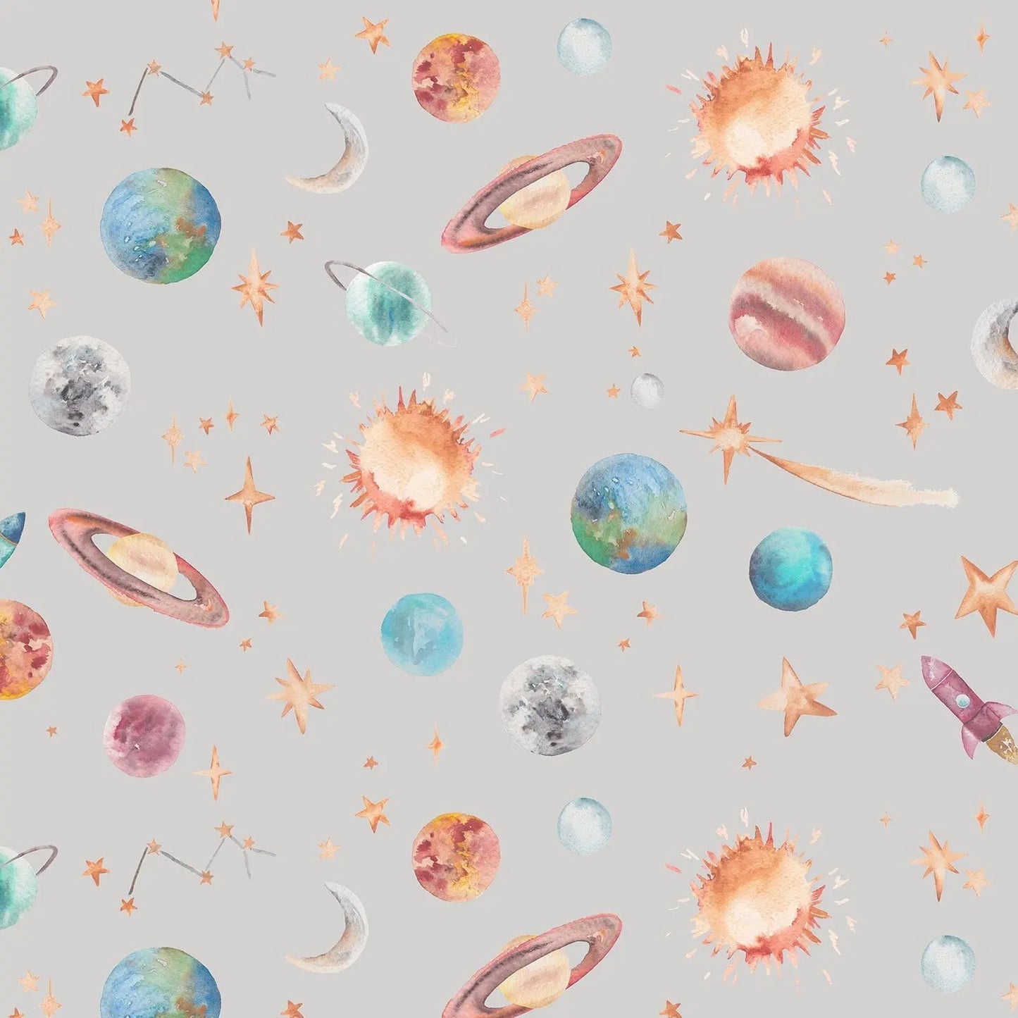 Planets Galaxy & Outer Space Children's Wallpaper Katie Hipwell Design