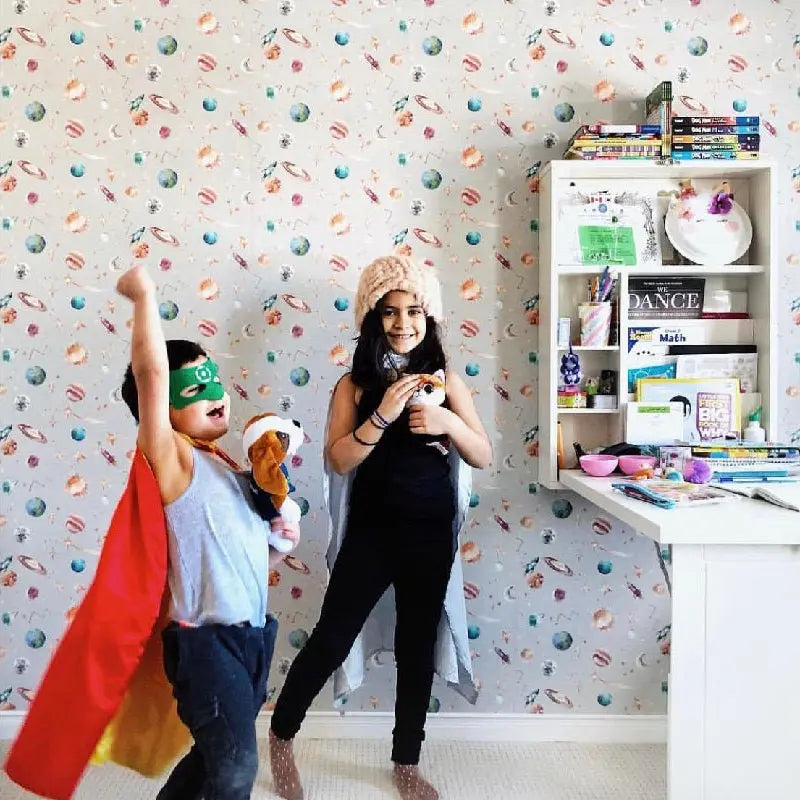Planets Galaxy & Outer Space Children's Wallpaper Katie Hipwell Design