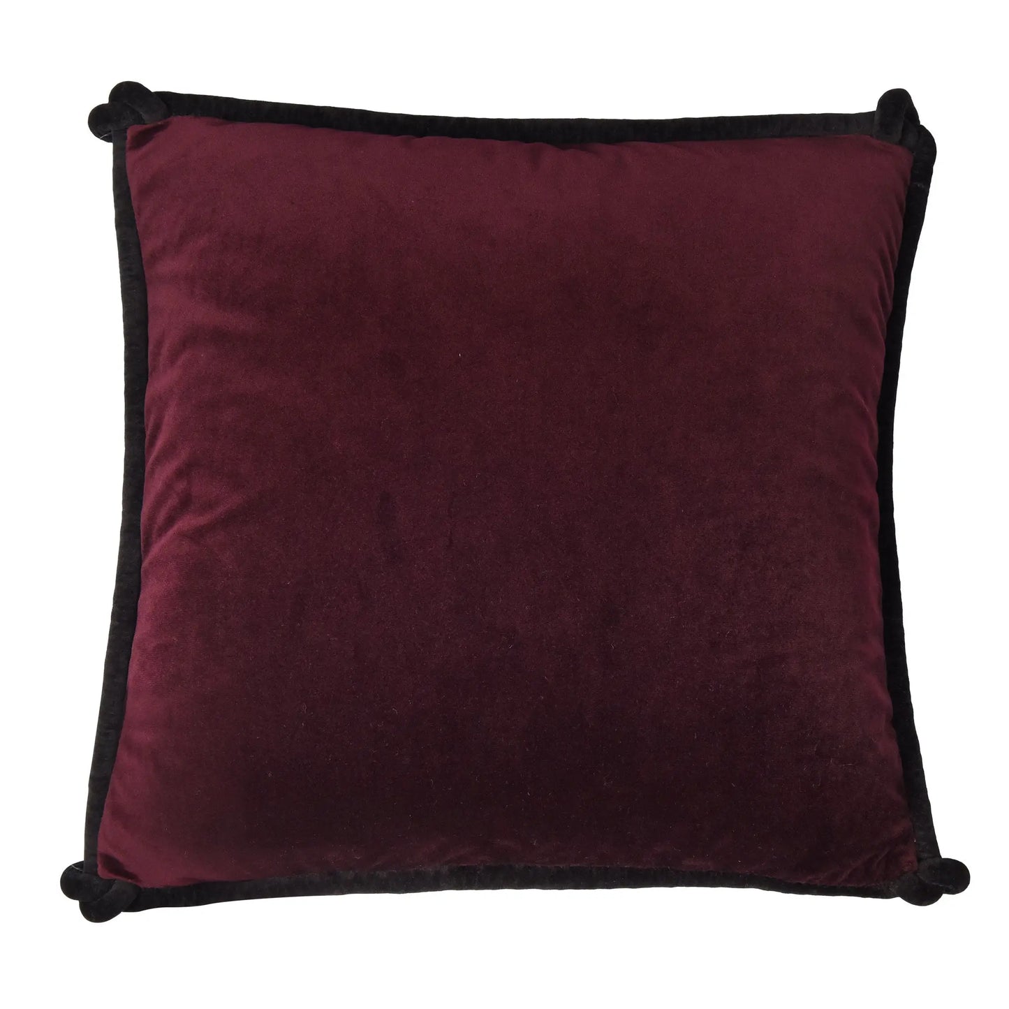 Plum & Grey Velvet Cushion With Black Piping Bivain