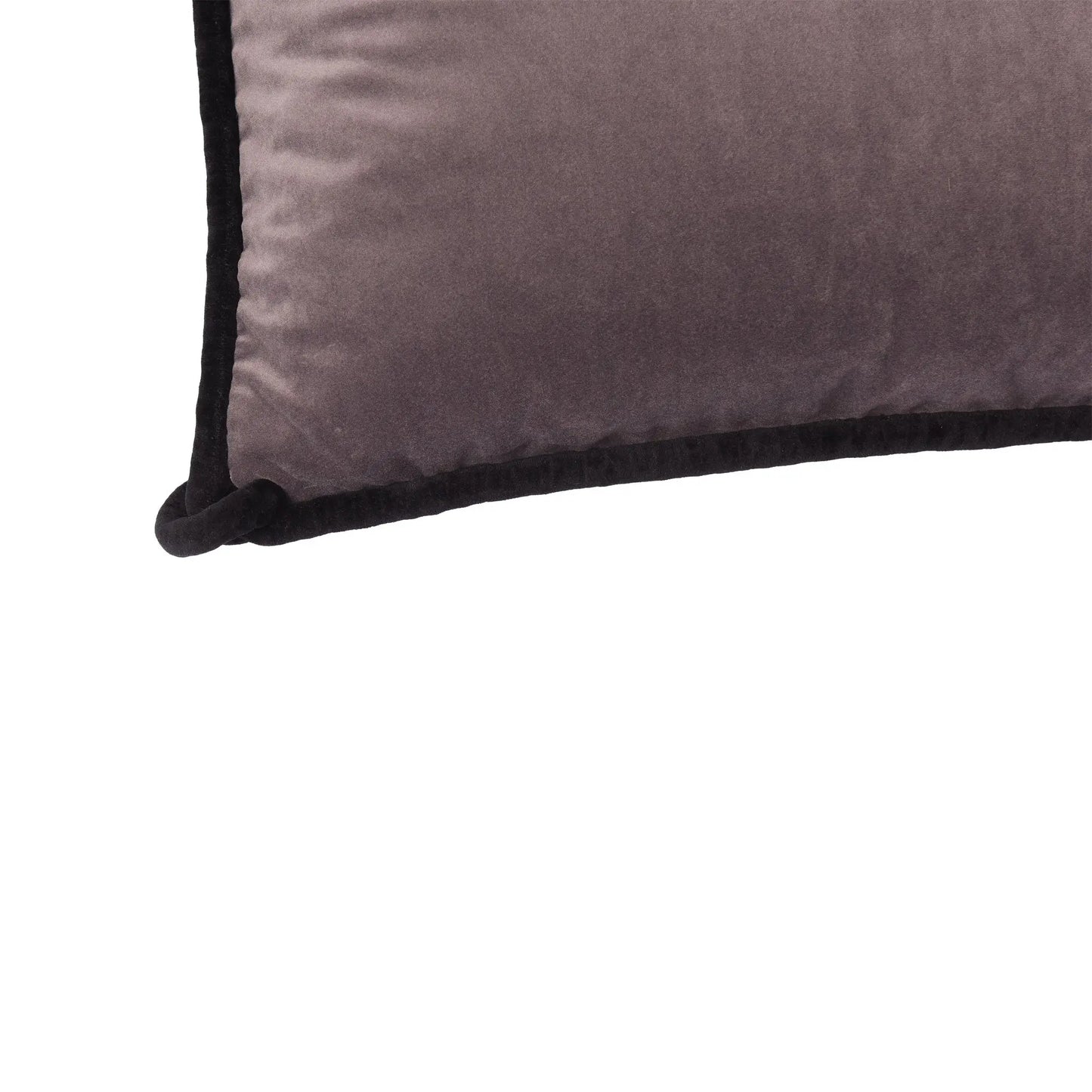 Plum & Grey Velvet Cushion With Black Piping Bivain