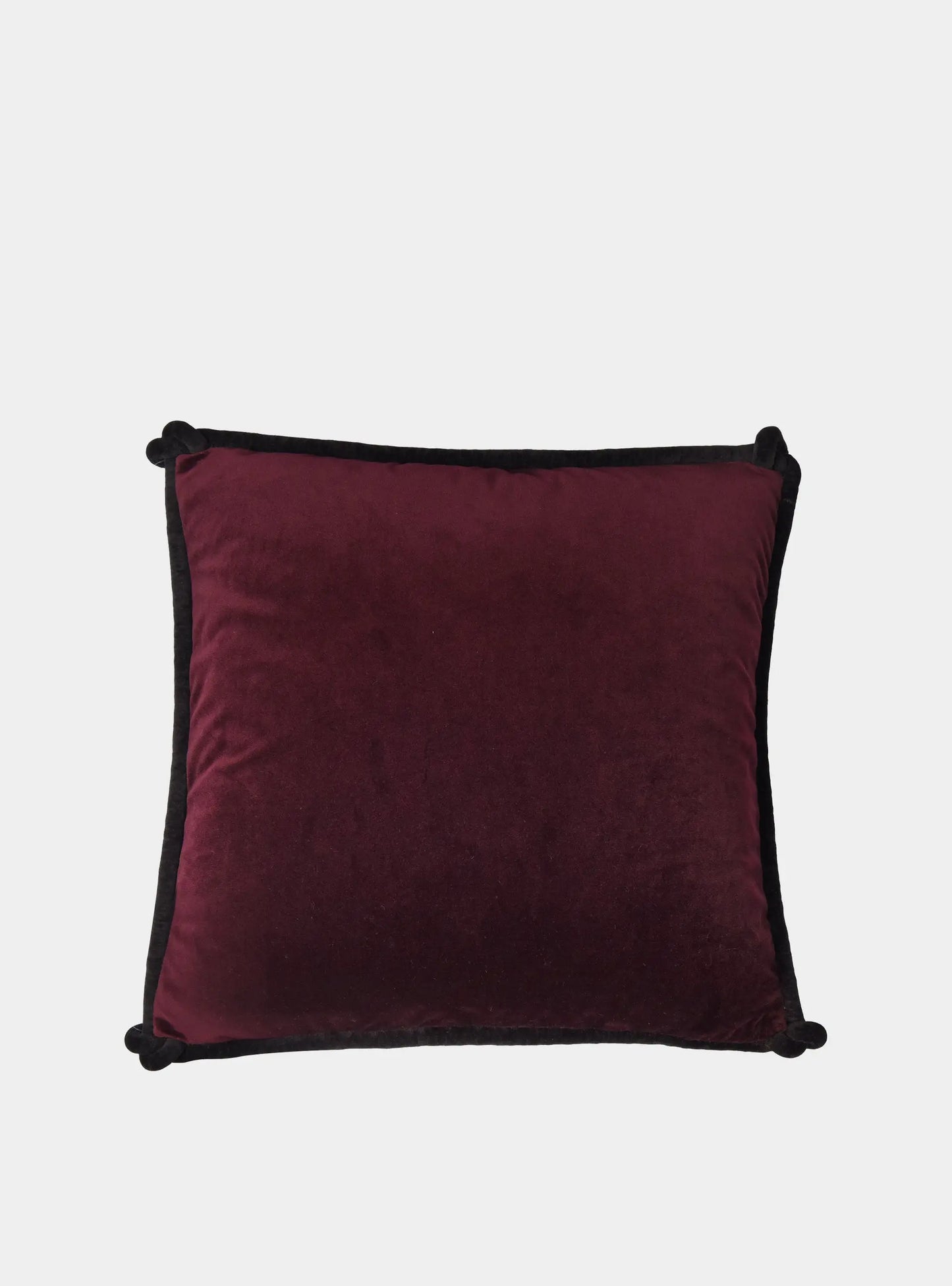Plum & Grey Velvet Cushion With Black Piping Bivain