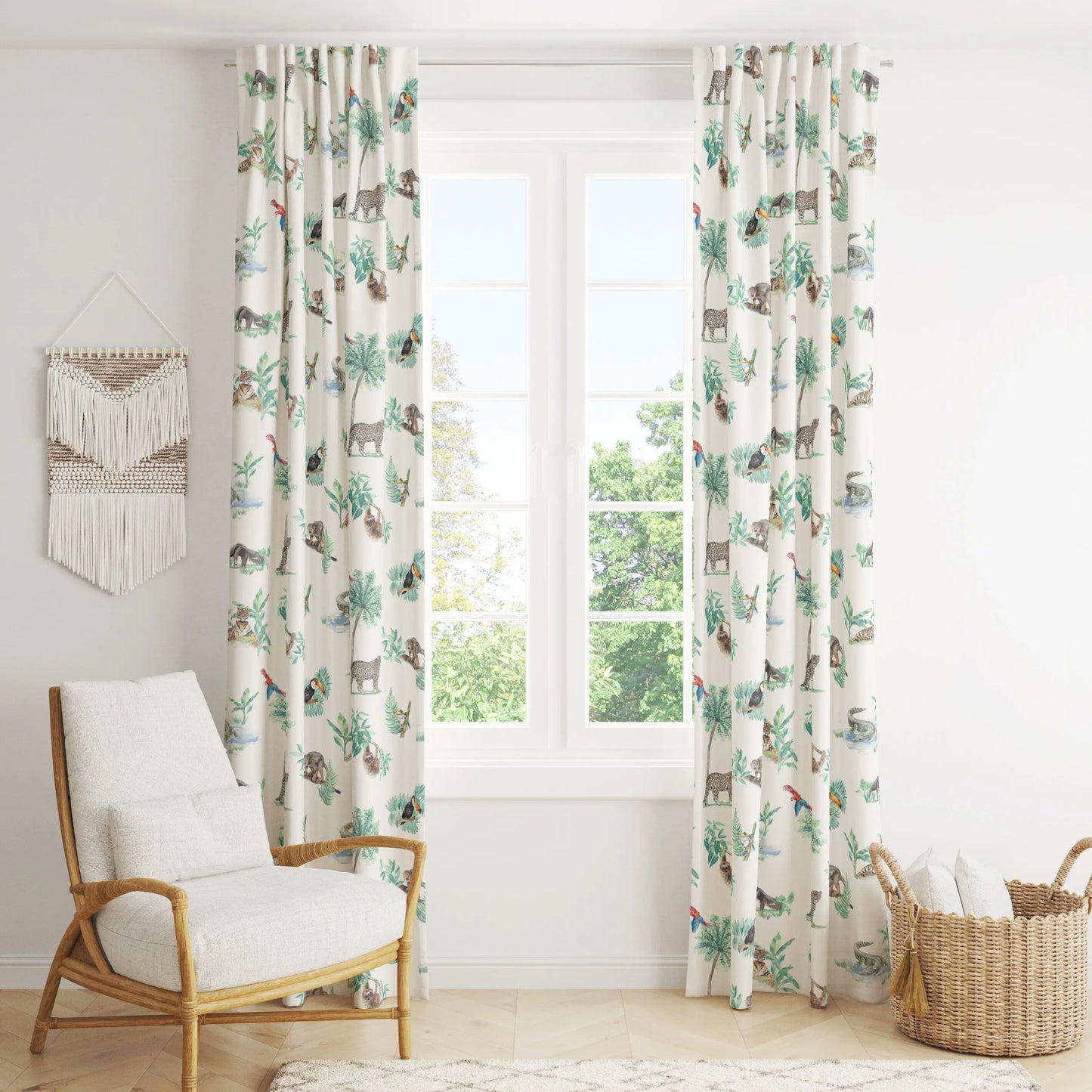 Rainforest Tropical Wildlife - Children's Curtain Fabric Katie Hipwell Design