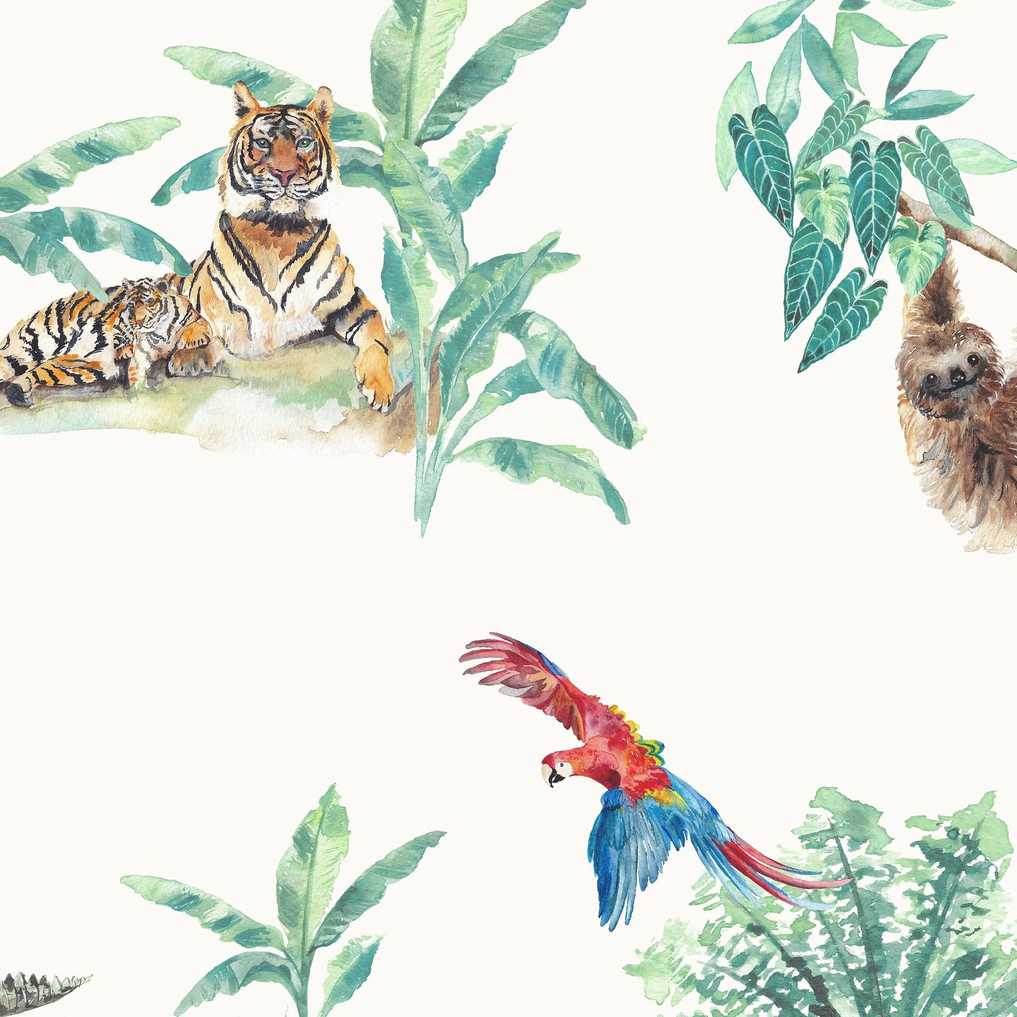 Rainforest Tropical Wildlife - Children's Curtain Fabric Katie Hipwell Design