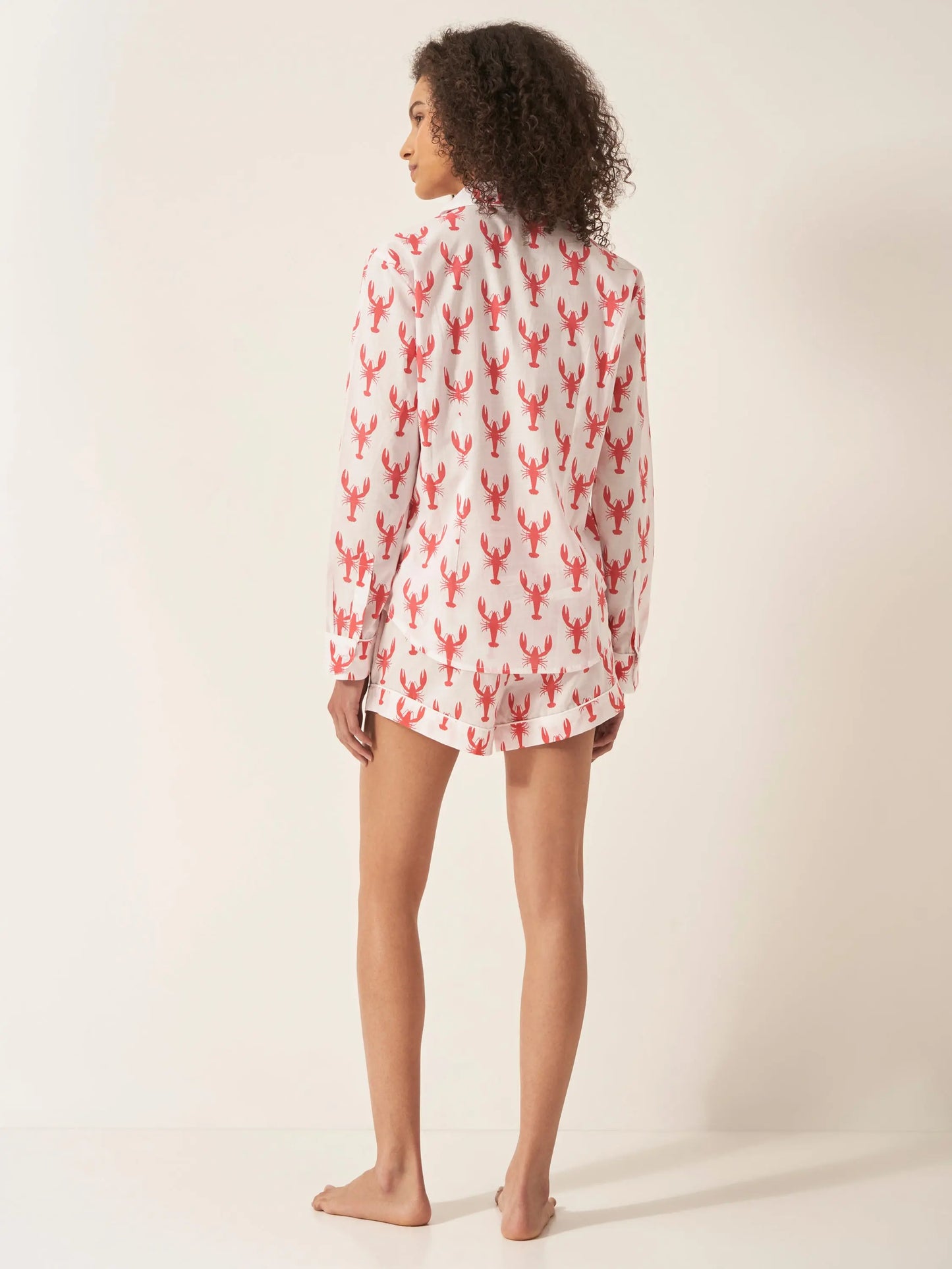 Red Lobster Women's Long Sleeve Organic Cotton Pyjama Short Set Myza