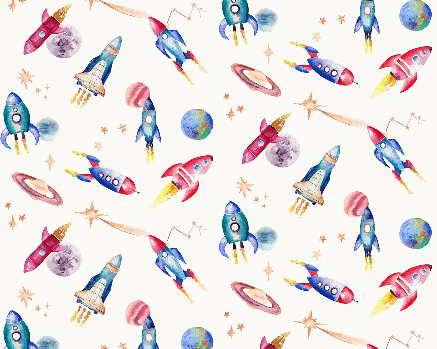 Rockets - Printed Cotton Children's Fabric for curtains, blinds and cushions Katie Hipwell Design