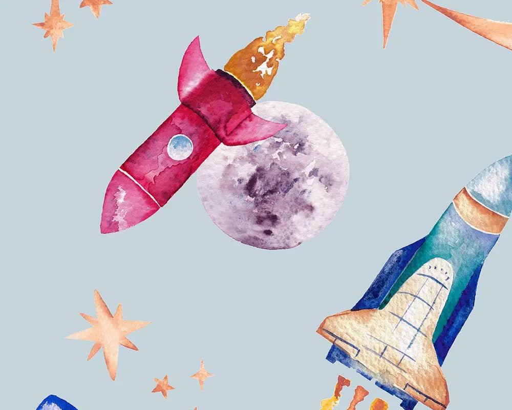 Rockets - Printed Cotton Children's Fabric for curtains, blinds and cushions Katie Hipwell Design