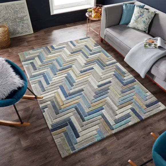 Russo Wool Geometric Modern Rug Dunelm