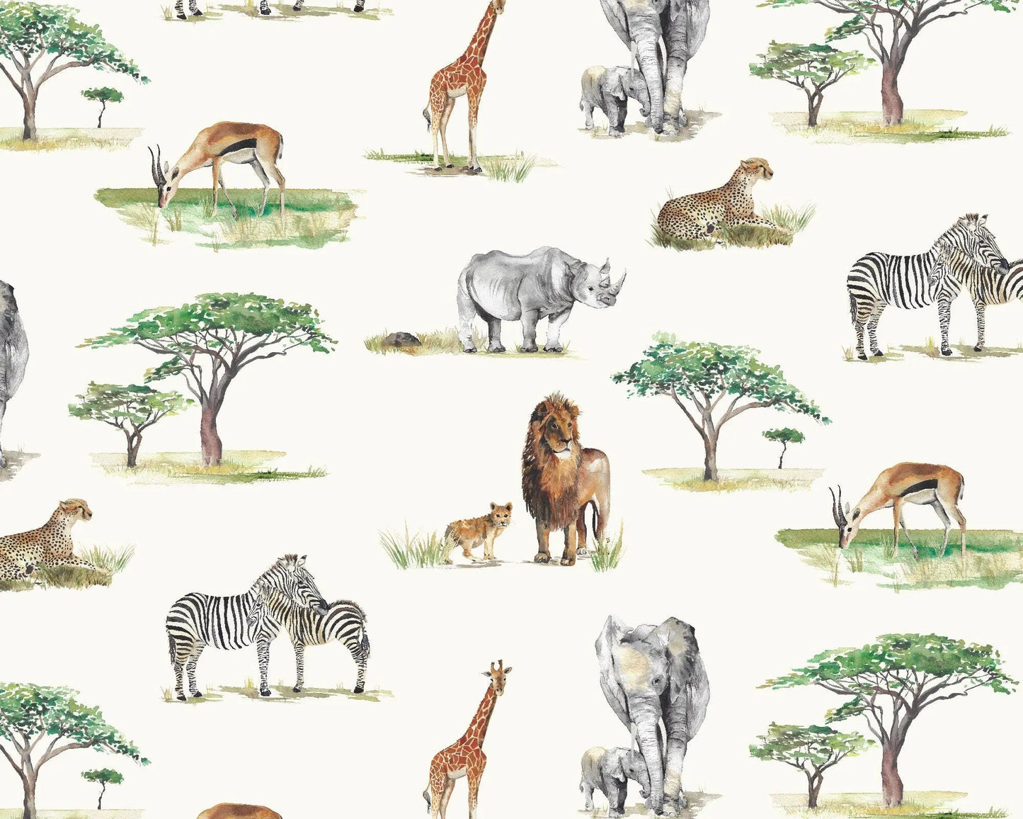 Safari Animals Children's Cotton Curtain Fabric Katie Hipwell Design