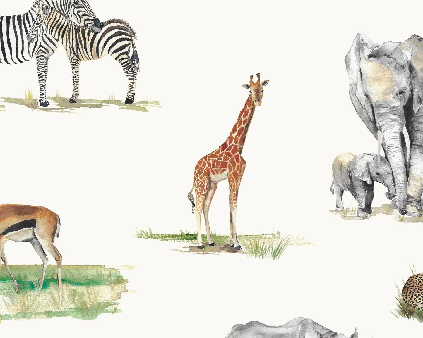 Safari Animals Children's Cotton Curtain Fabric Katie Hipwell Design