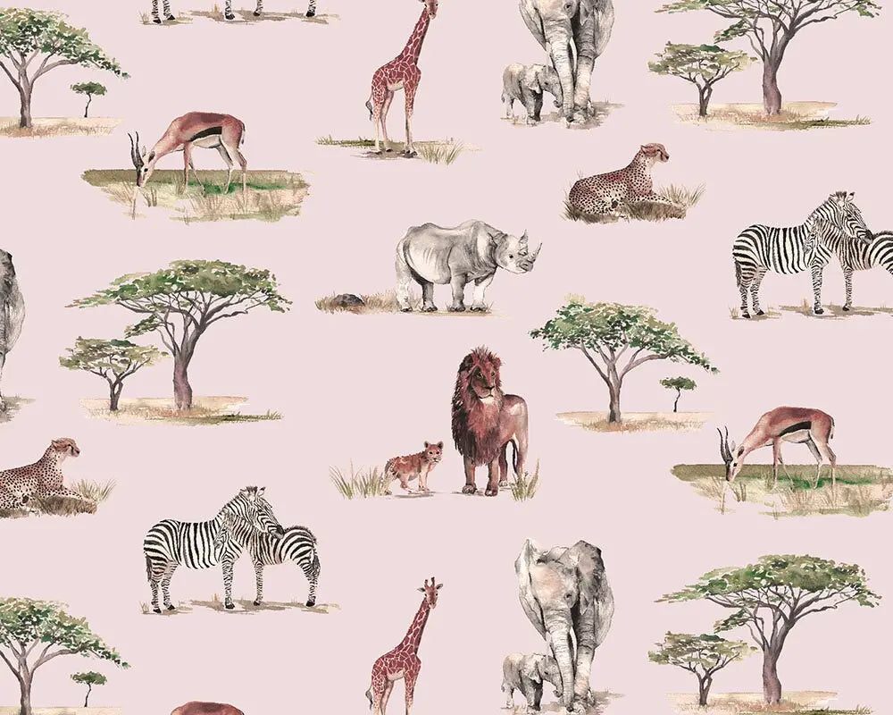 Safari Animals Children's Cotton Curtain Fabric Katie Hipwell Design