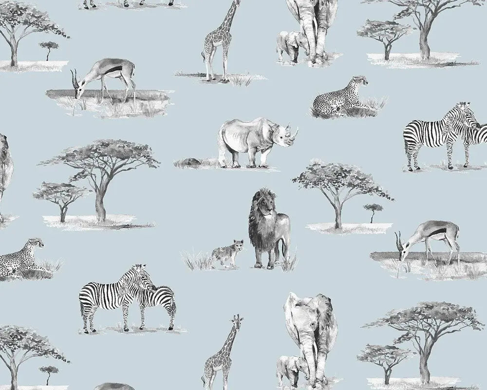 Safari Animals Children's Cotton Curtain Fabric Katie Hipwell Design