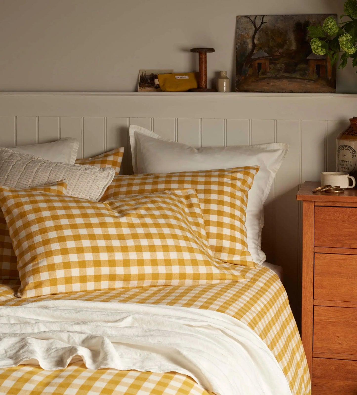 Saffron Gilbert Gingham Brushed 100% Organic Cotton Duvet Cover The Secret Linen Store