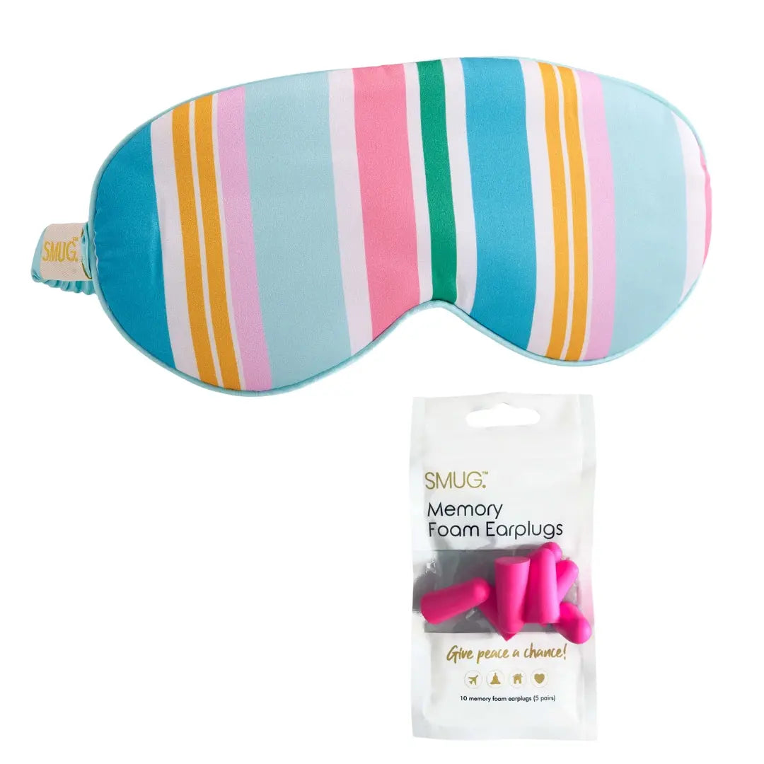Satin Sleep Mask - Bold Stripe Print SMUG