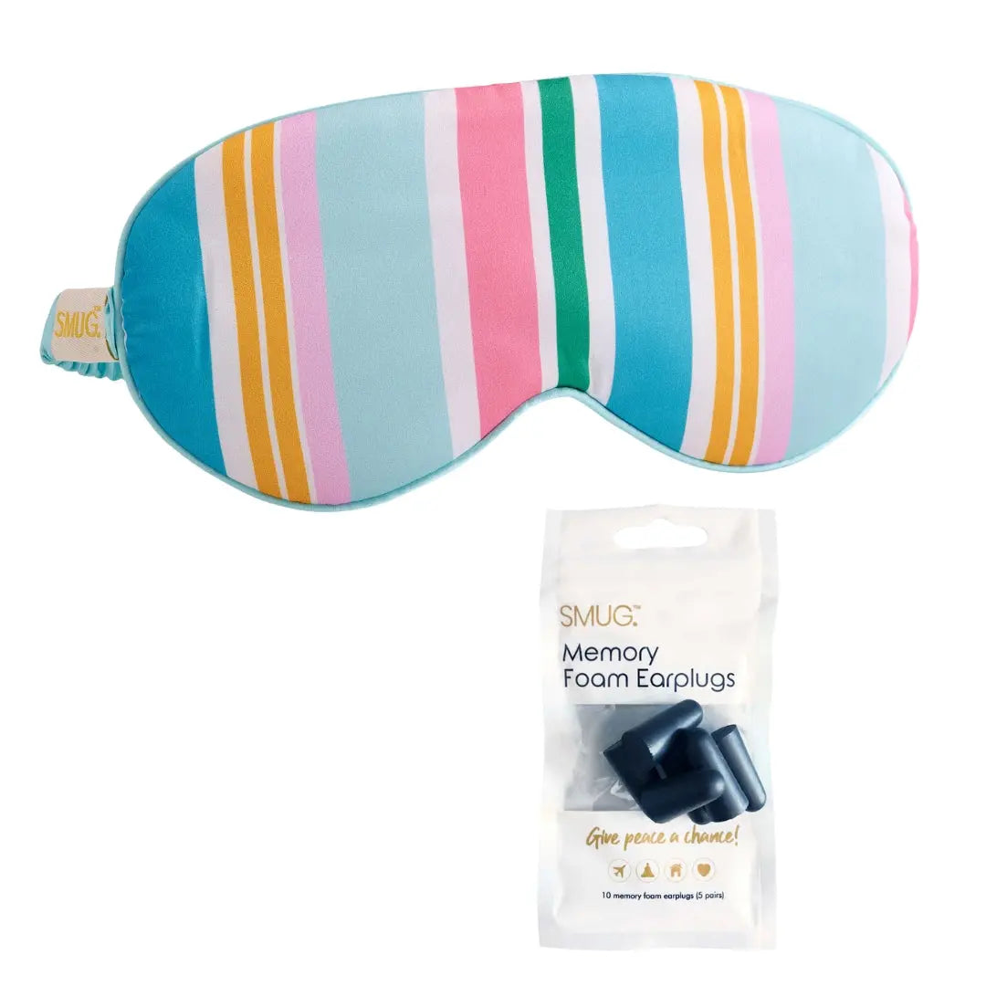 Satin Sleep Mask - Bold Stripe Print SMUG