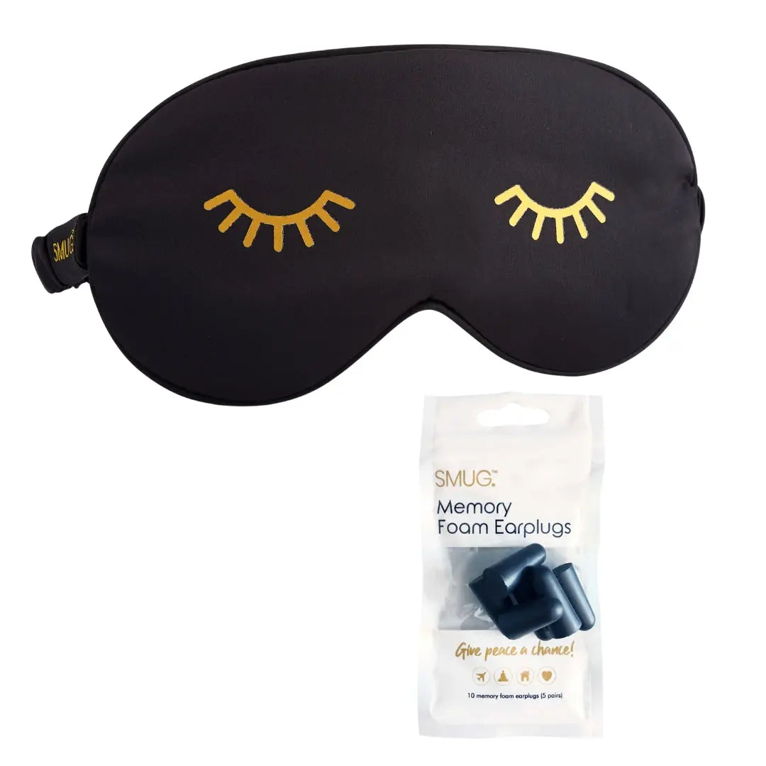 Satin Sleep Mask - Wink Print, Black SMUG