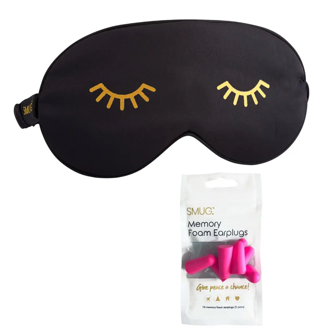 Satin Sleep Mask - Wink Print, Black SMUG