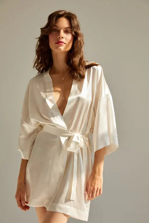 Silk Robe 'Gaia' White TEYA
