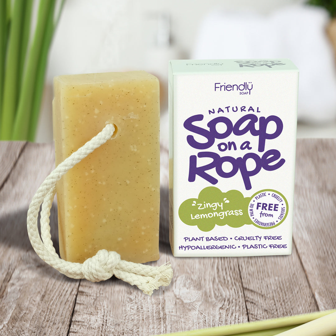 Natural Soap On A Rope - 'Zingy' Lemongrass 125g Friendly Soap