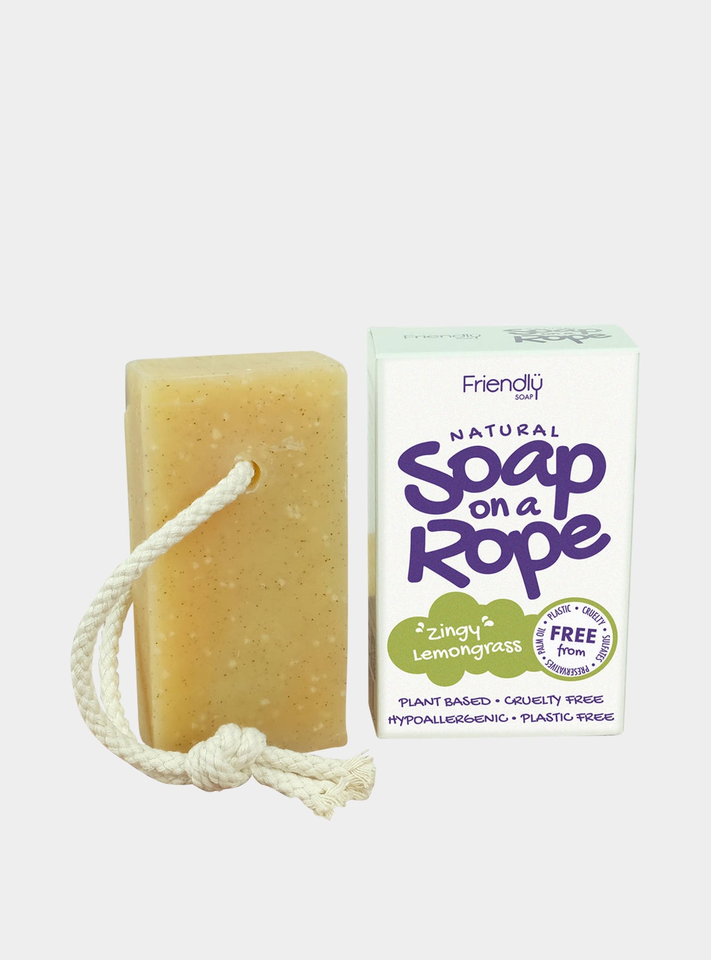Natural Soap On A Rope - 'Zingy' Lemongrass 125g Friendly Soap