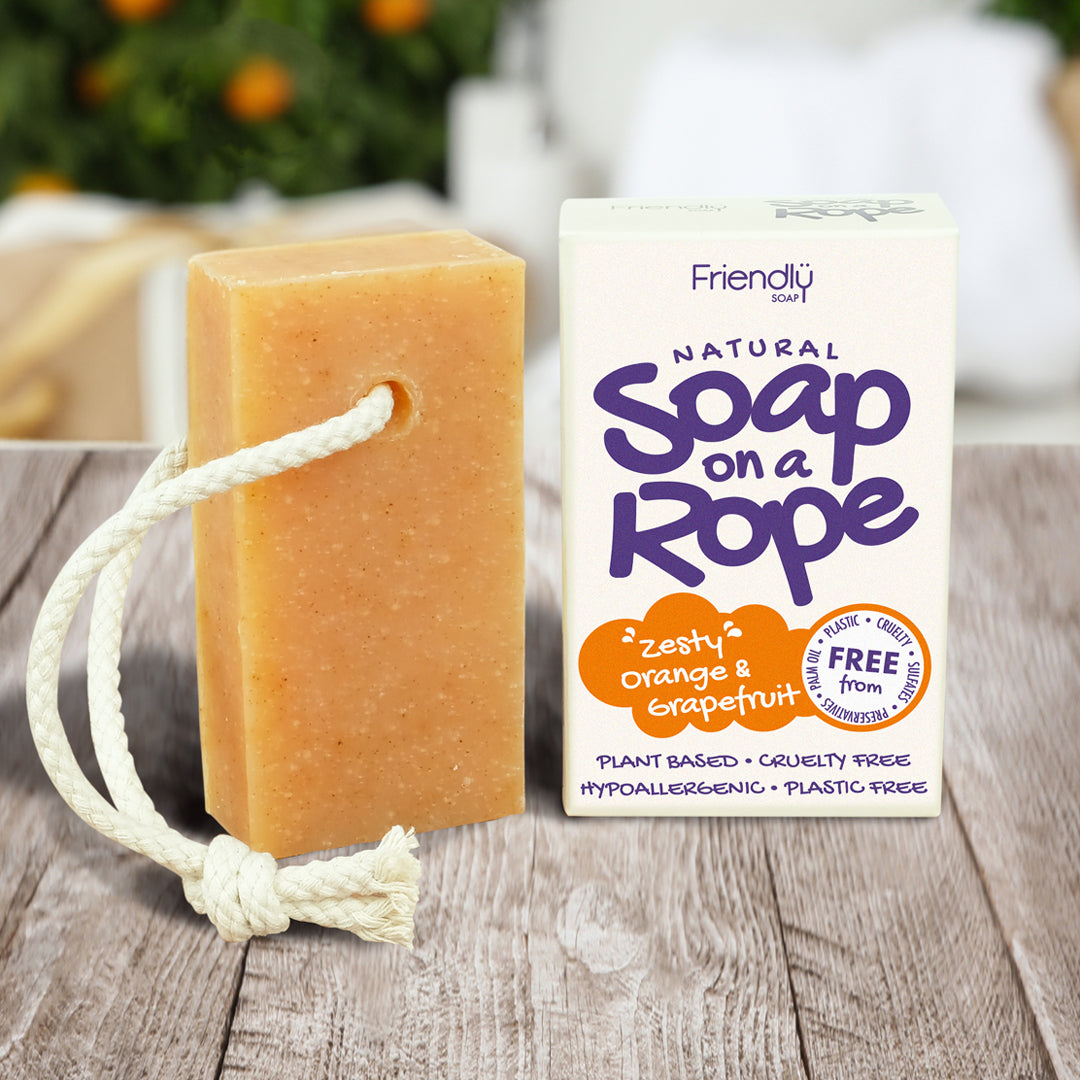 Natural Soap On A Rope - 'Zesty' Orange & Grapefruit 125g Friendly Soap