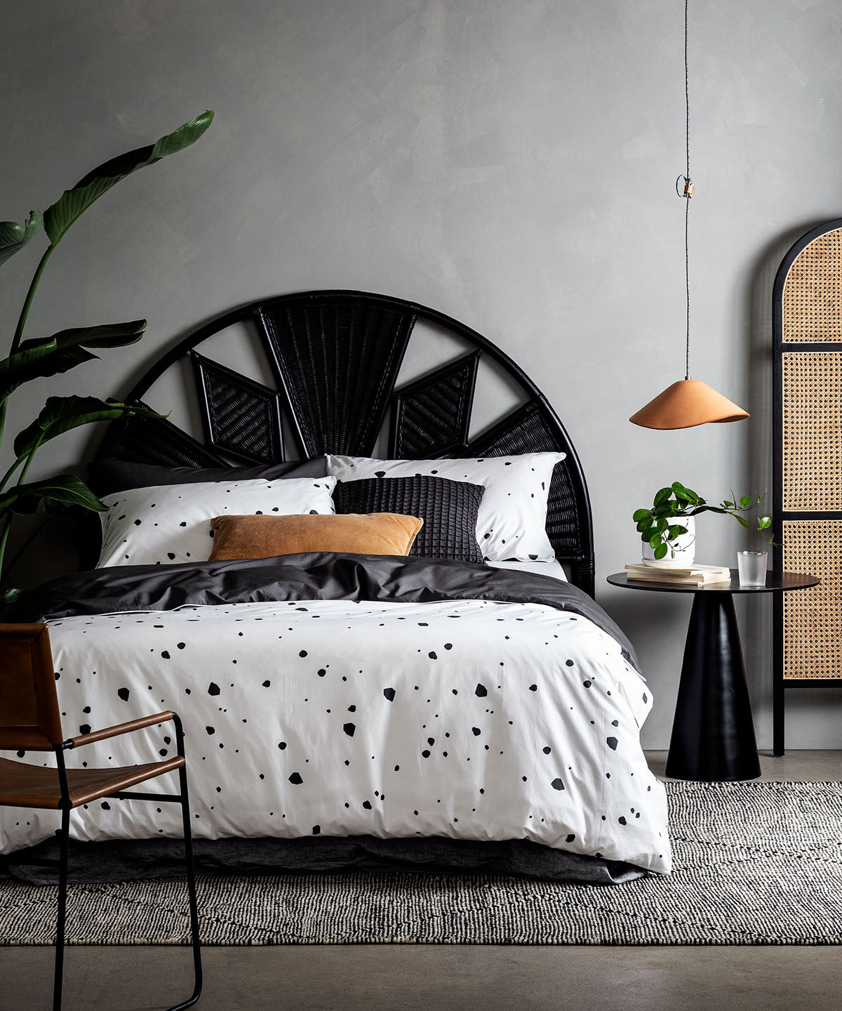 Spotty Charcoal Tencel Cotton Duvet Cover Undercover
