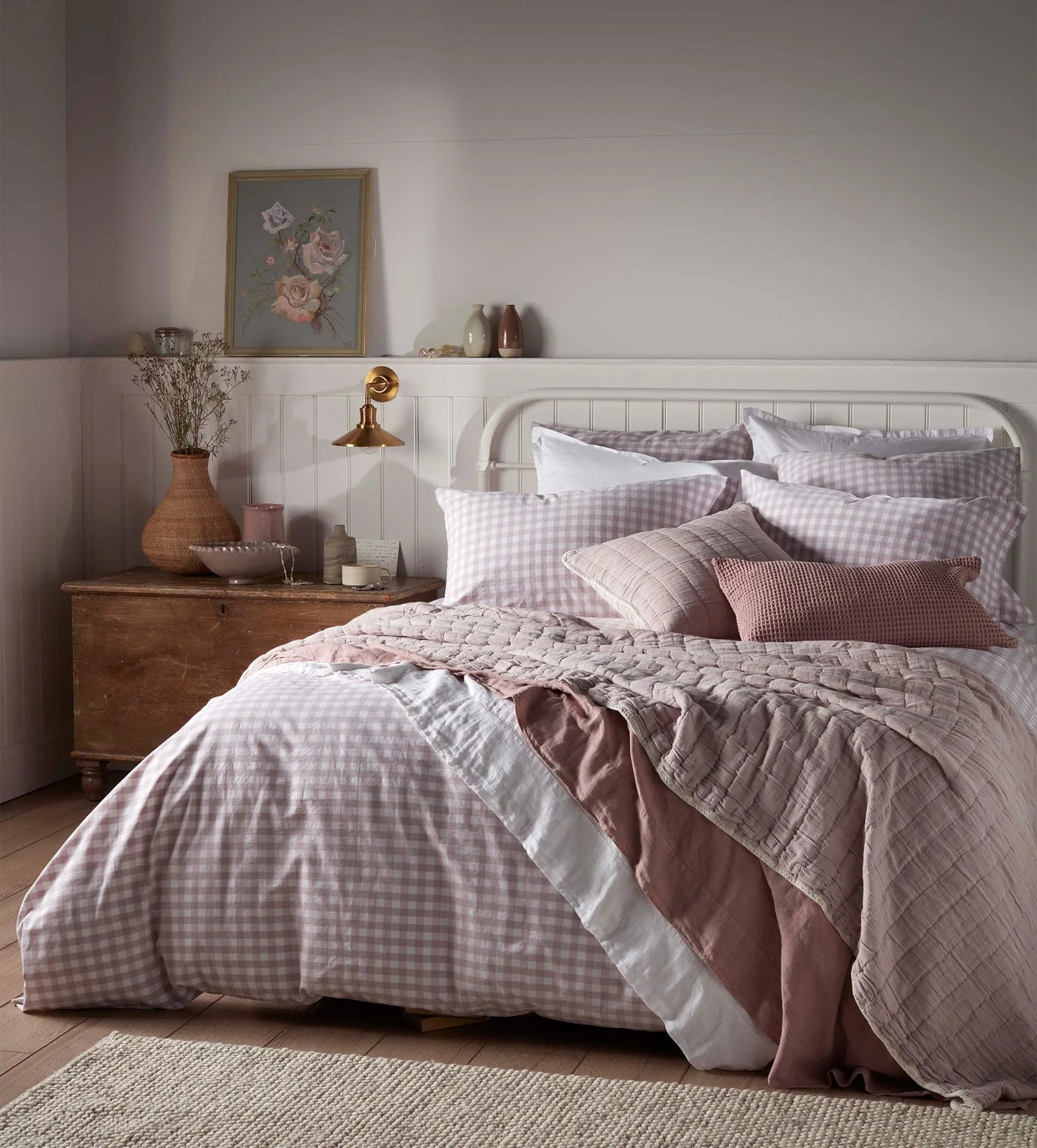 Vintage Rose Harriet Gingham 100% Organic Cotton Duvet Cover The Secret Linen Store