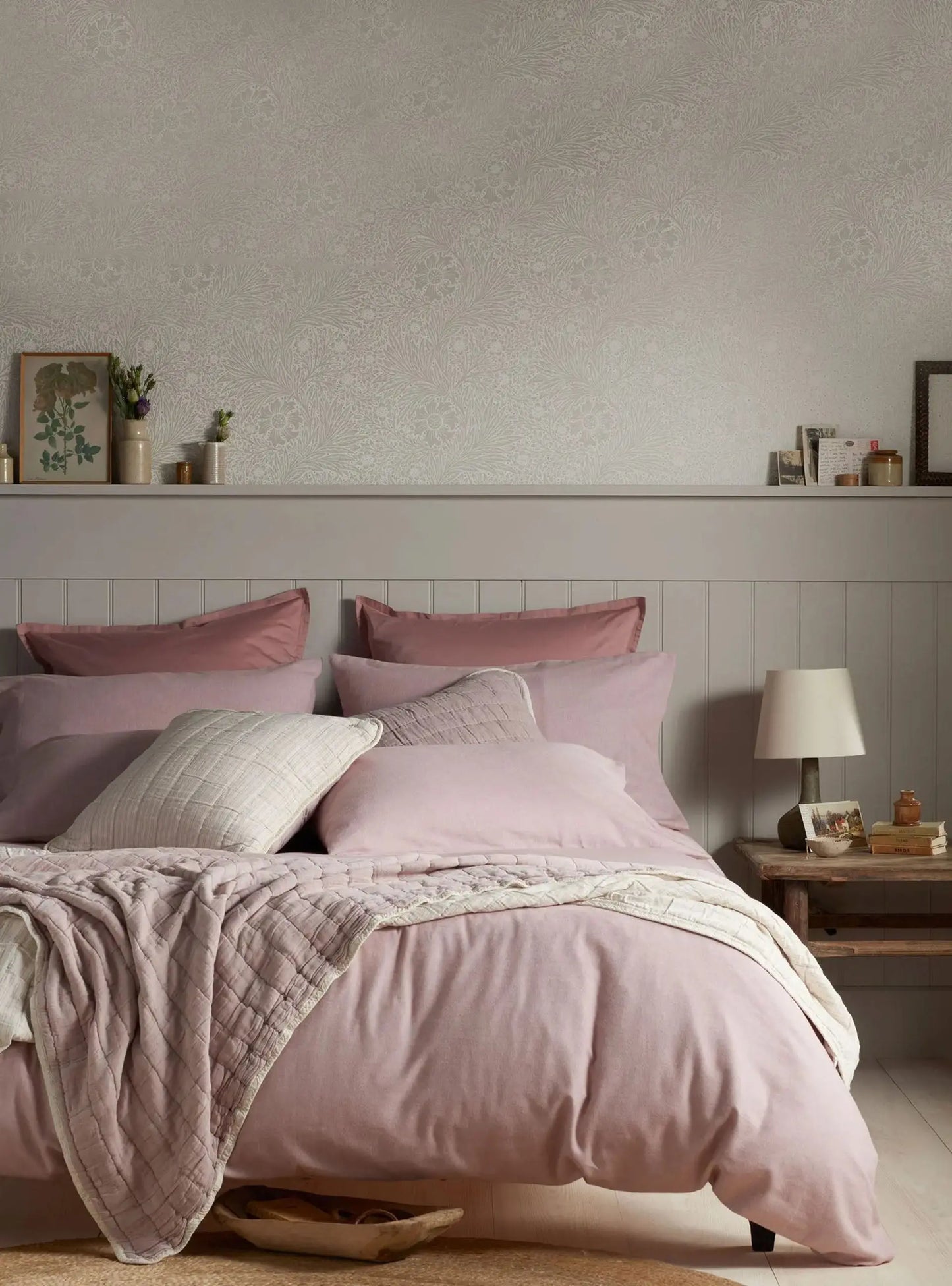 Vintage Rose Henry Brushed 100% Organic Cotton Bed Linen The Secret Linen Store