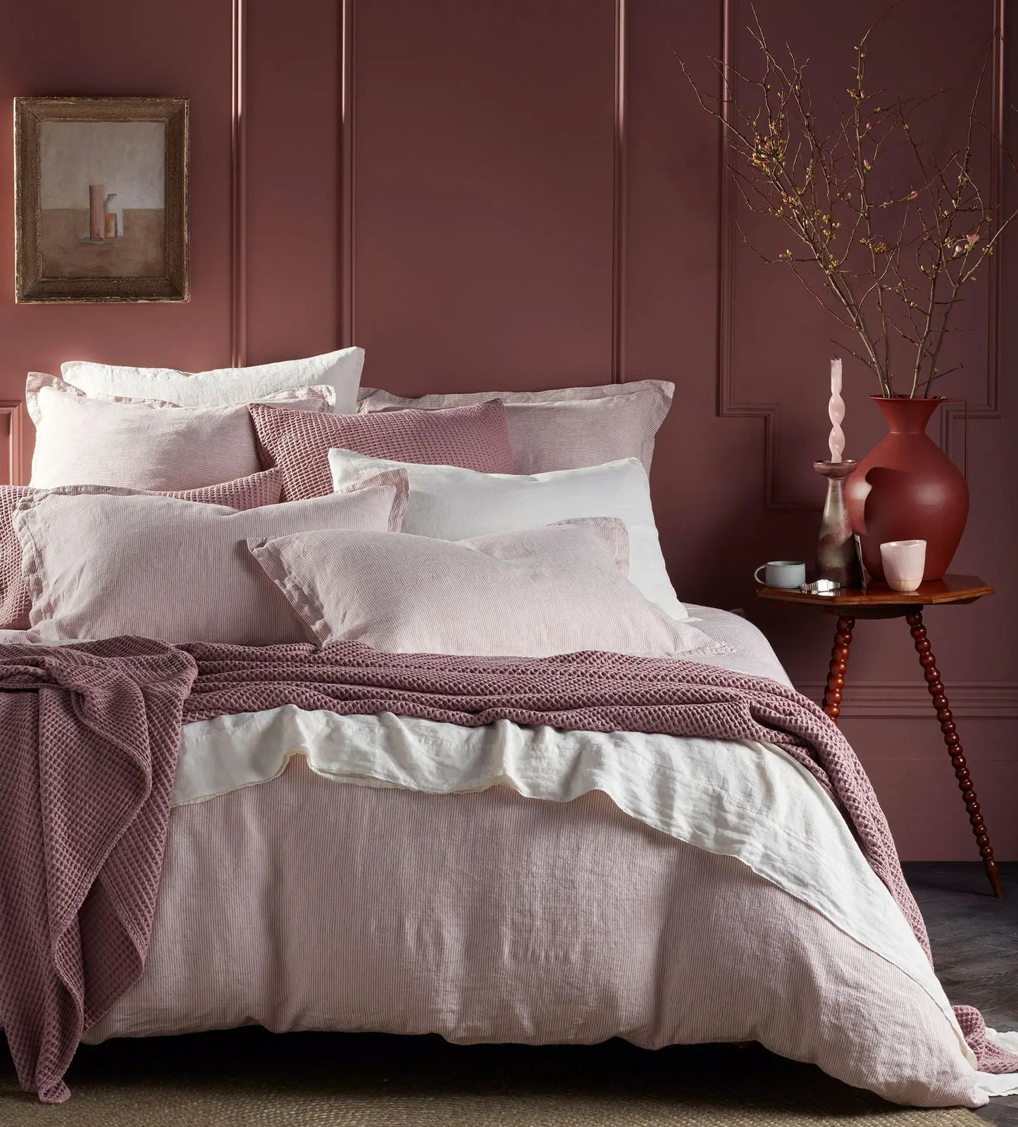Vintage Rose Sid Stripe 100% Linen Duvet Cover The Secret Linen Store