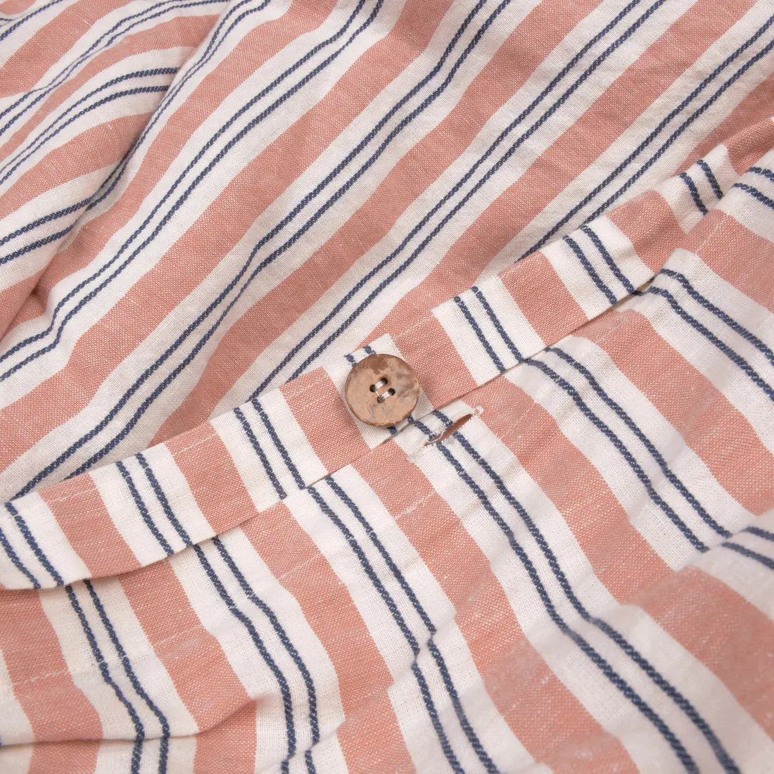 Warm Clay Somerley Stripe Linen & Cotton Duvet Cover Piglet