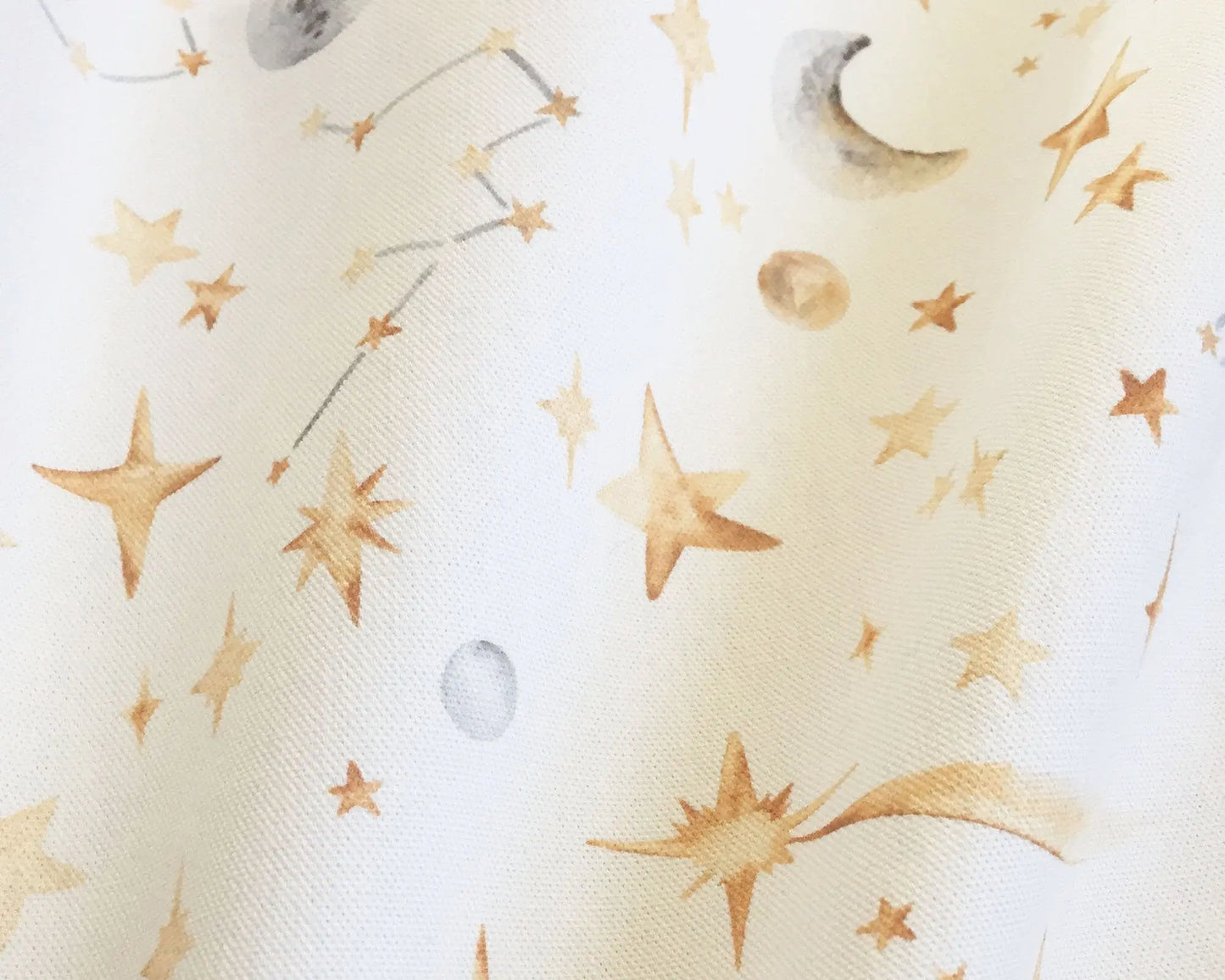 Watercolour Stars and Constellations Printed Cotton Curtain Fabric Katie Hipwell Design