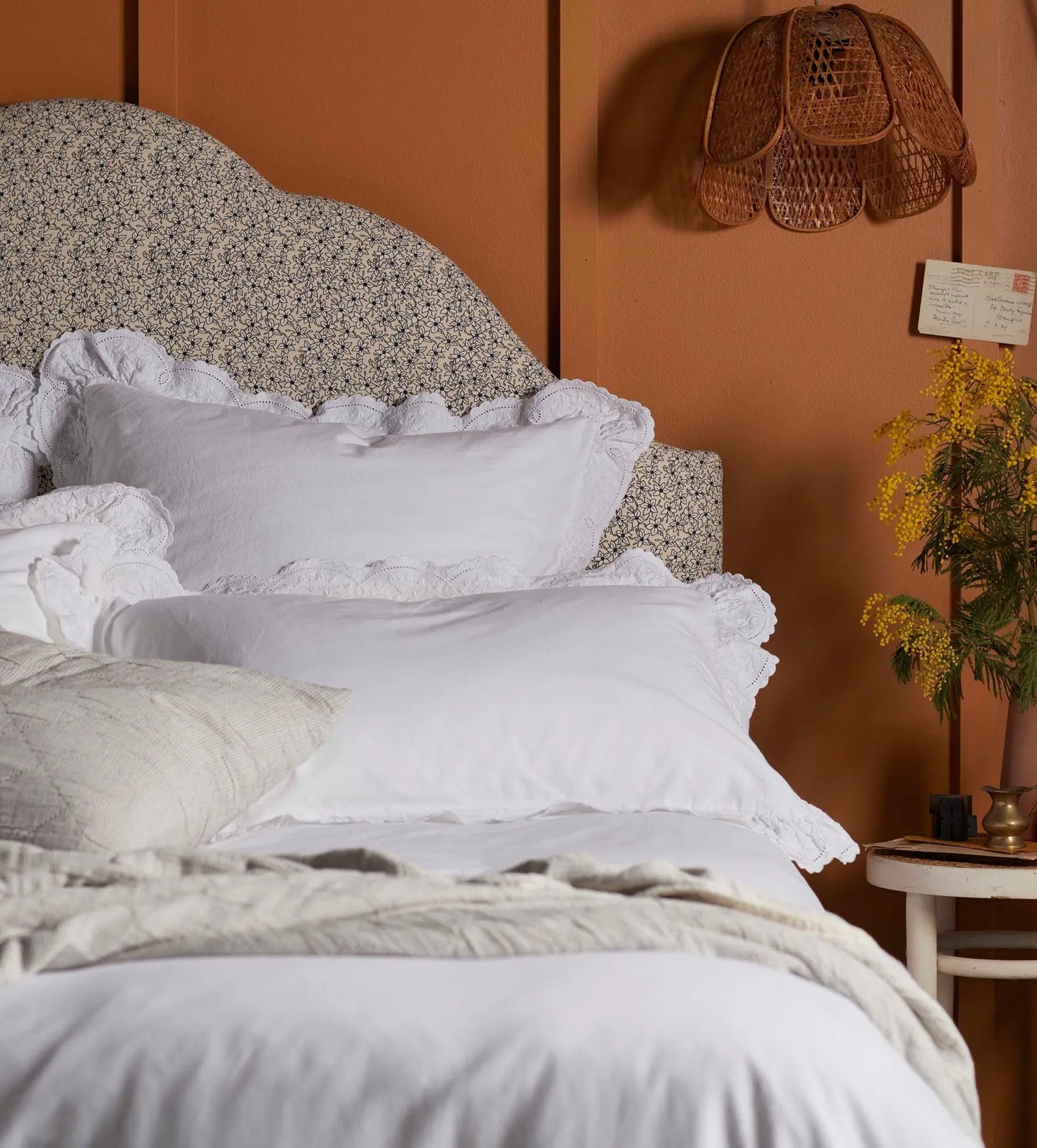White Elsie Cotton Linen Oxford Pillowcase The Secret Linen Store