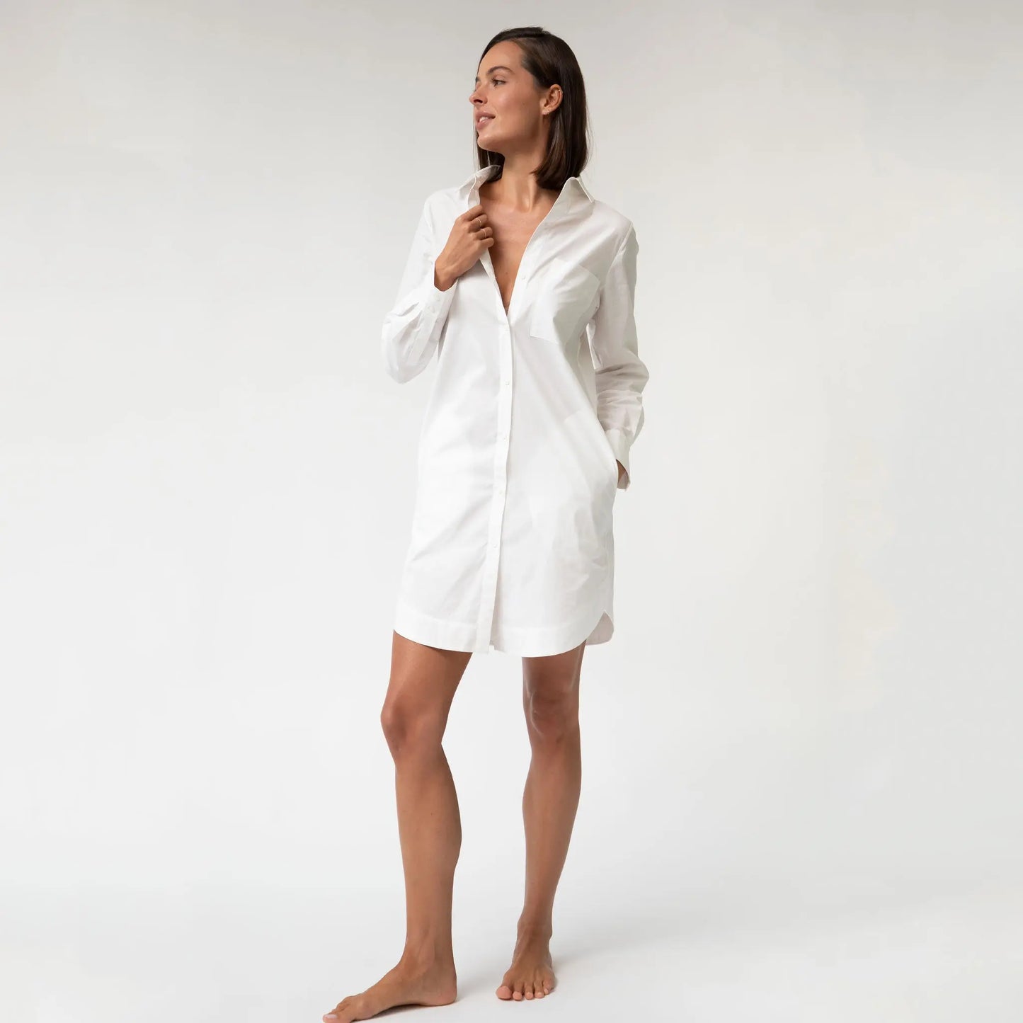 White InStyle Cotton Poplin Shirt Dress NOKAYA