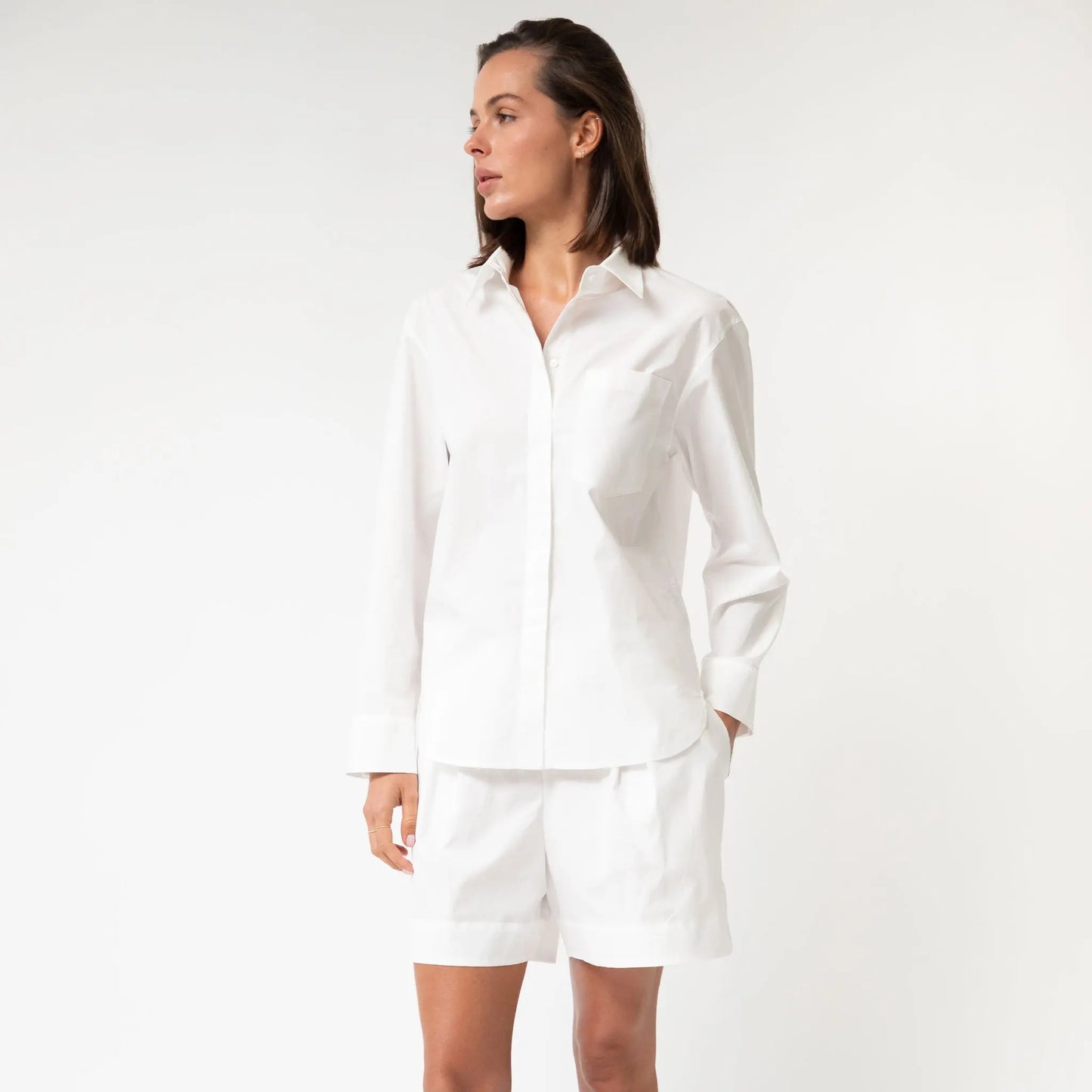 White InStyle Cotton Poplin Shirt NOKAYA