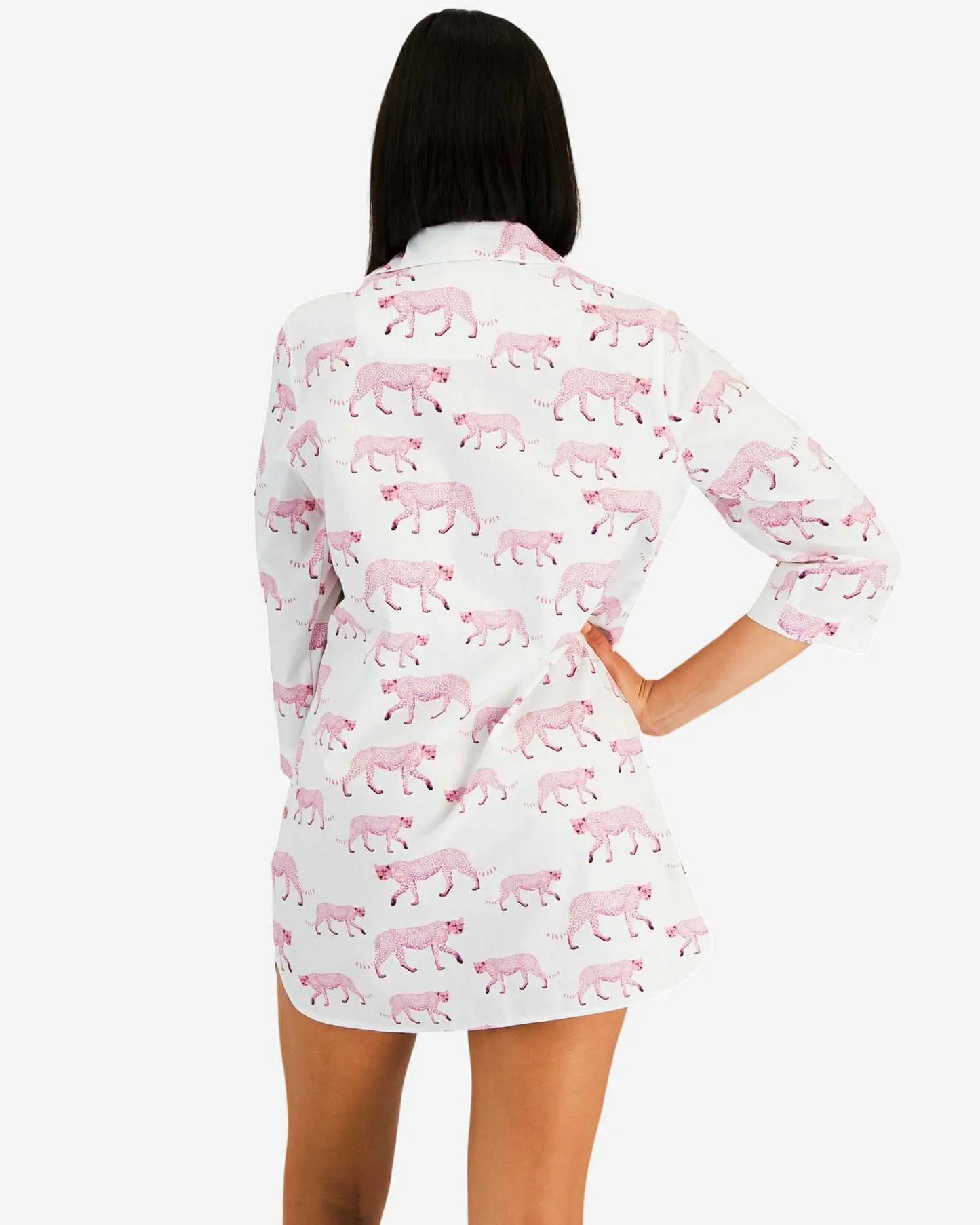 Women's Sleep Shirt - Pink Cheetah Woodstock Laundry
