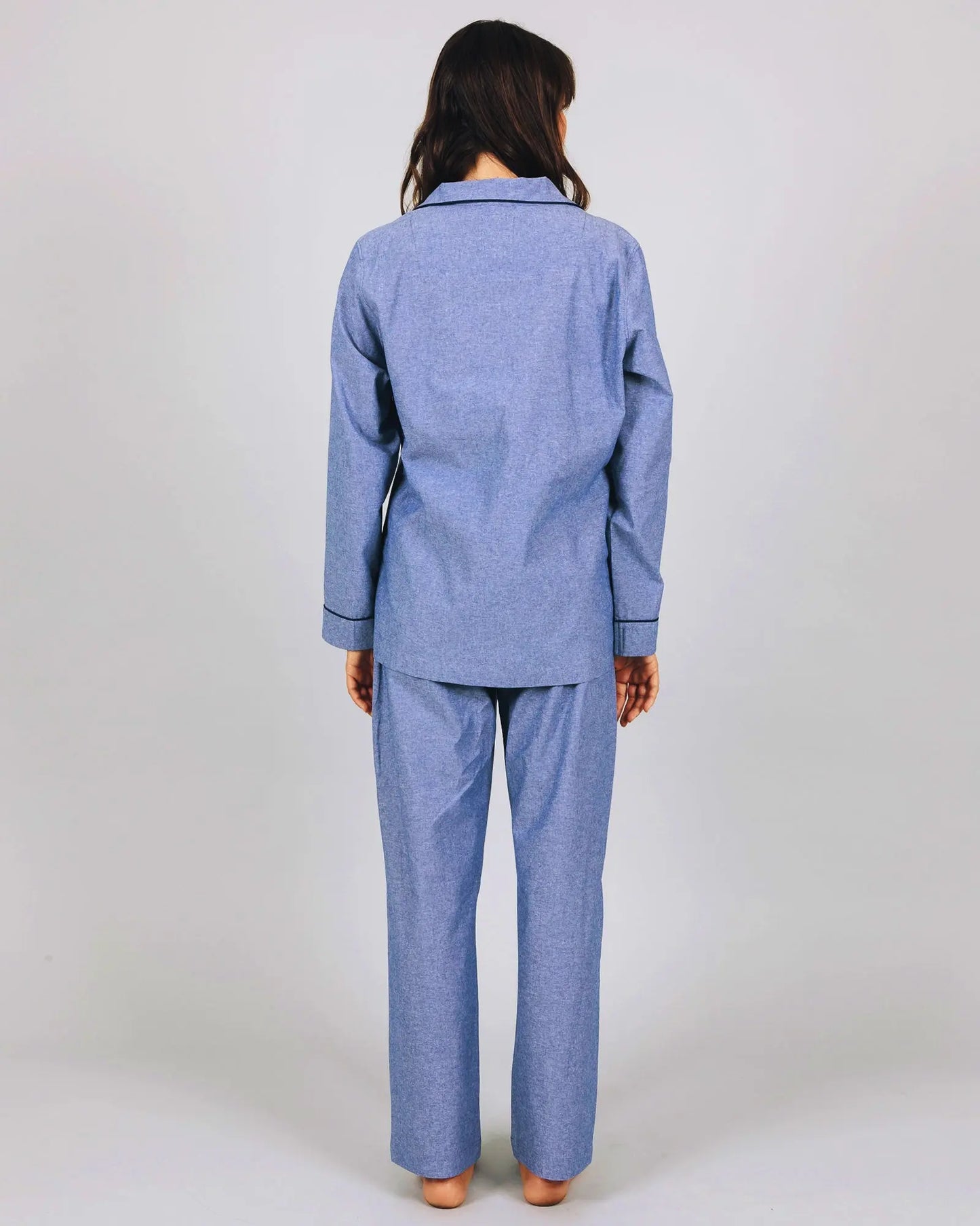 Womens Long Pyjamas - Chambray Blue Sky Woodstock Laundry