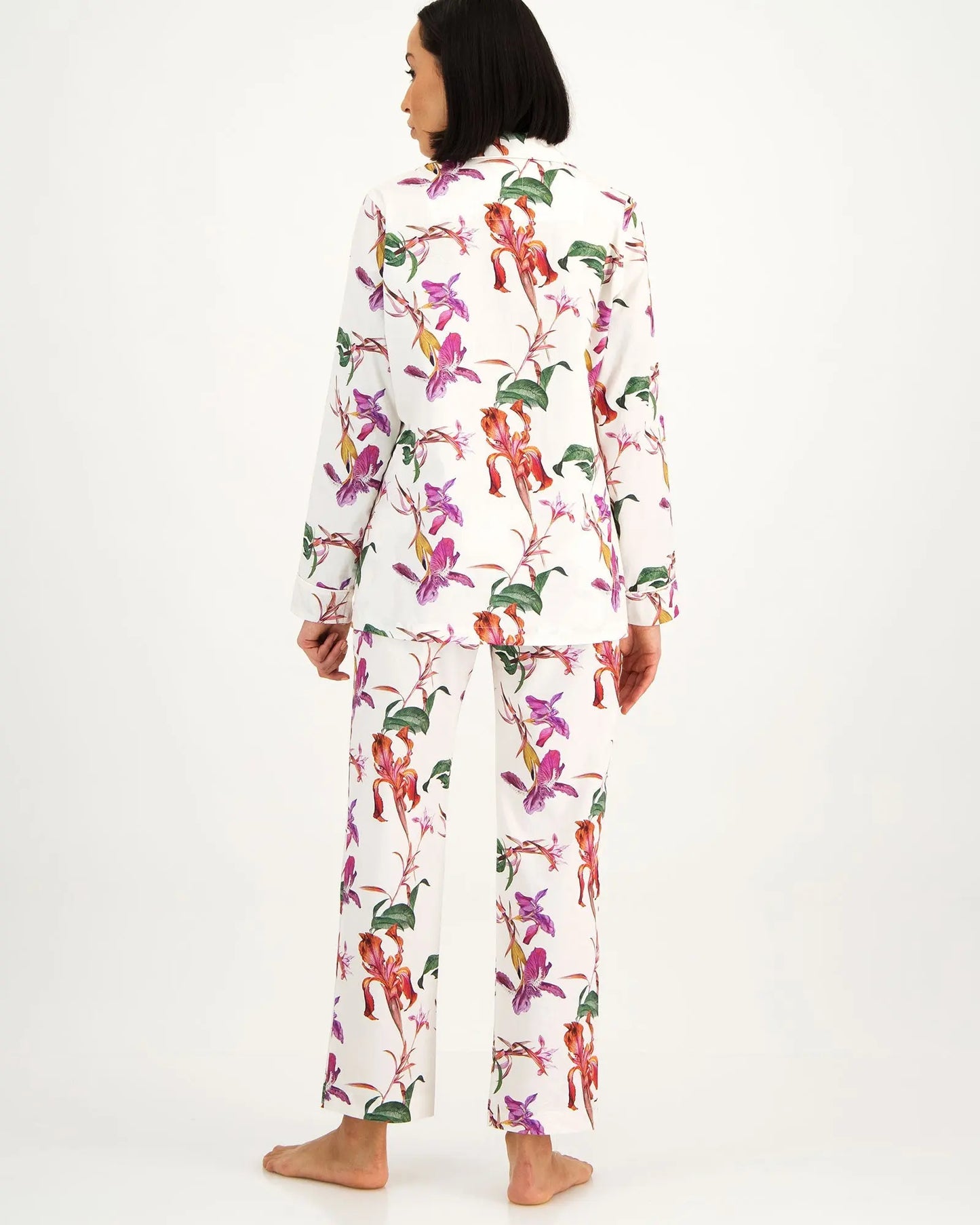 Womens Long Pyjamas - Iris White Woodstock Laundry