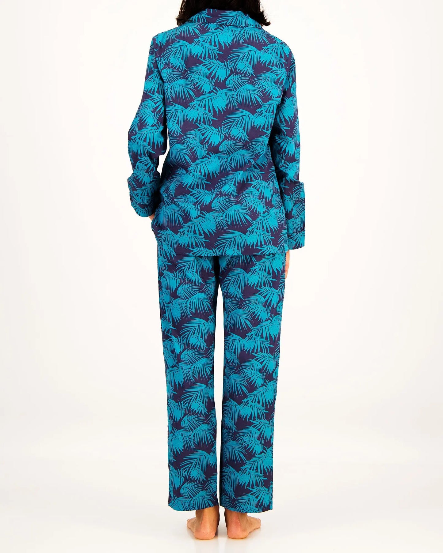 Womens Long Pyjamas - Tropical Green Woodstock Laundry