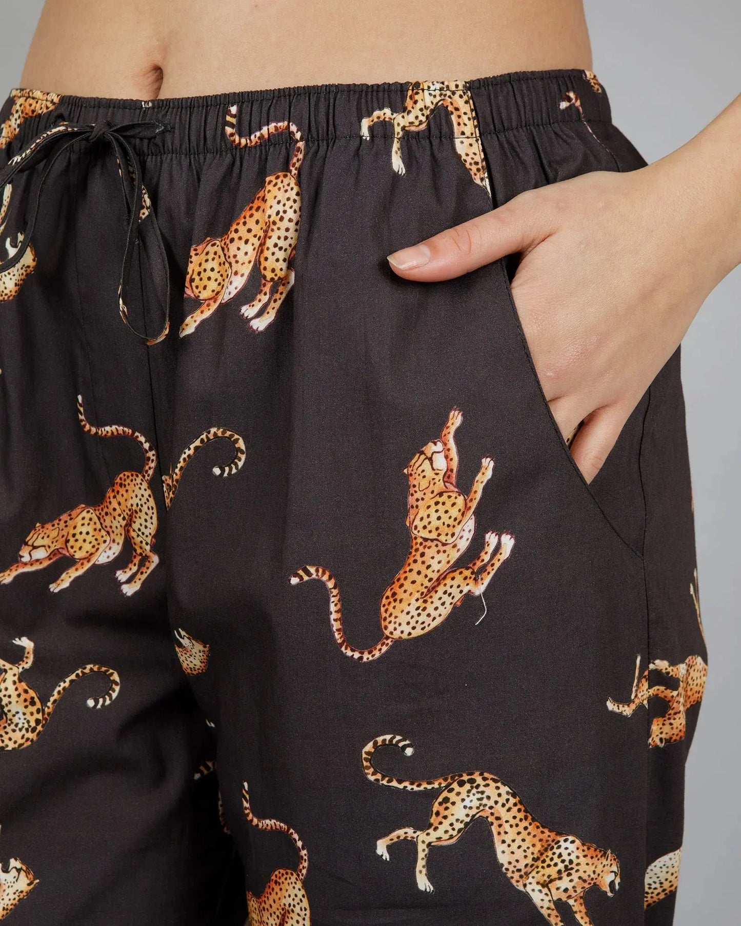 Womens Lounge Pants - Jumping Cheetah Woodstock Laundry